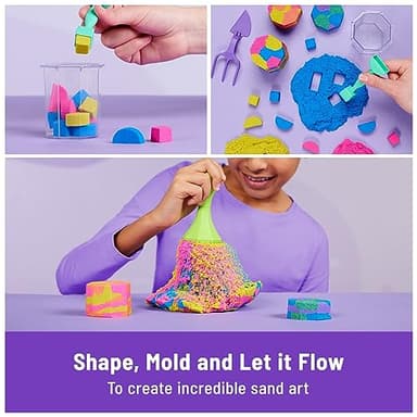 Kinetic Sand, Squish N’ Create Playset with 13.5oz Blue, Yellow & Pink Play Sand, 5 Tools, Sensory Toys for Kids Ages 3 and up - Image 3