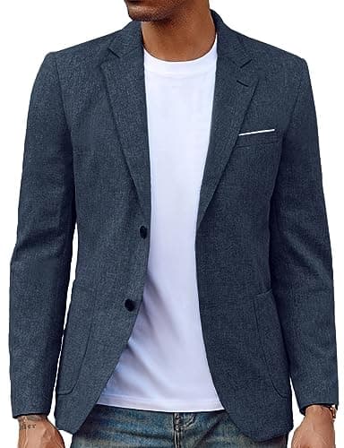 Mens Casual Sport Coats Two Button Suit Jacket with Pockets Lightweight Sport Coat Blazer Navy - Image 1