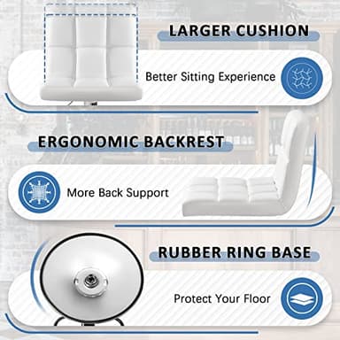 Homall Bar Stools Modern PU Leather Adjustable Swivel Barstools, Armless Hydraulic Kitchen Counter Bar Stool Extra Height Square Island Barstool with Back Set of 2 (Leather, White) - Image 6