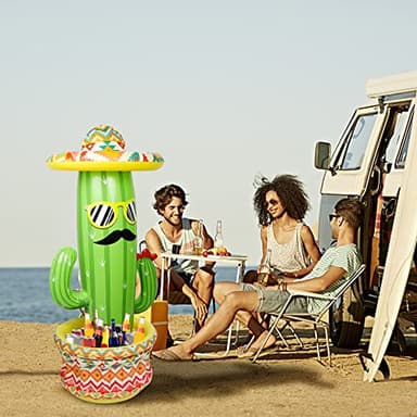 Triumpeek 55" Inflatable Cactus Cooler, Fiesta Cactus Ice Bucket Wearing Sombrero for Summer Swimming Pool Hawaiian Themed Party Supplies, Cinco de Mayo Party Cooler Decor - Image 7