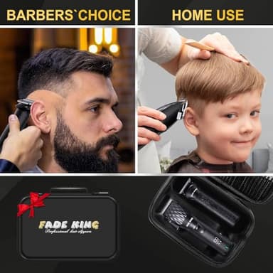 FADEKING® Professional Hair Clippers for Men - Cordless Beard Trimmer for Men, LCD Display Hair Clippers and Trimmer Set for Barber Haircut & Mens Grooming with Travel Case(Black) - Image 6