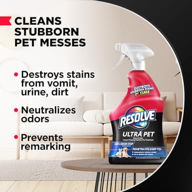 Resolve Ultra Pet Odor and Stain Remover Spray – Carpet Cleaner for Cat and Dog Urine and Poop, 32oz - Image 3