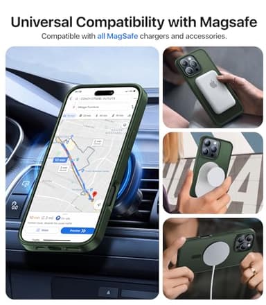 KCQNine Magnetic for iPhone 16 Pro Case,[Compatible with MagSafe][Military-Grade Drop Protection][Anti-Yellowing]Shockproof Protective Translucent Matte Cover for iPhone 16 Pro Phone Case,Forest Green - Image 5