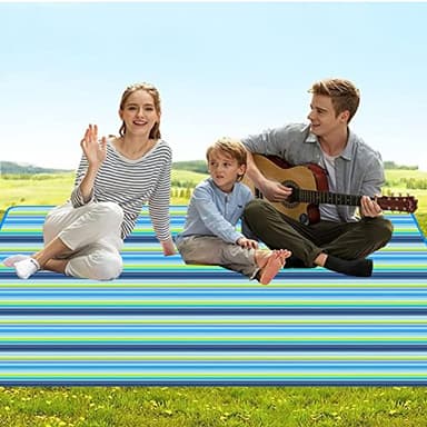 Extra Large Beach Blanket Outdoor Picnic Blankets, Light Foldable Waterproof Sand Free Picnic Mat Beach Mats for Family Festival BBQ Park Grass Lawn Camping Hiking Travel Concerts (BLUE 2, 80x80 in) - Image 7