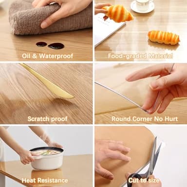 42 x 84 Inch 7ft Clear Plastic Dining Table Protector Tablecloth Desk Pad Mat Wooden Furniture Coffee Glass End Side Dinner Table Cloth Top Protection Countertop Cover Waterproof Wipeable PVC Vinyl - Image 4