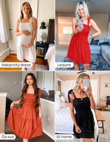 ZESICA Women's 2025 Summer Spaghetti Strap Sleeveless Square Neck Ruffle A Line Swing Mini Dress,Ivory,Small - Image 5