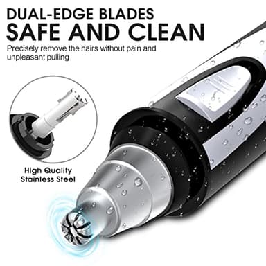Ear and Nose Hair Trimmer Clipper - 2025 Professional Painless Eyebrow & Facial Hair Trimmer for Men Women, Battery-Operated Trimmer with IPX7 Waterproof, Dual Edge Blades for Easy Cleansing Black - Image 3