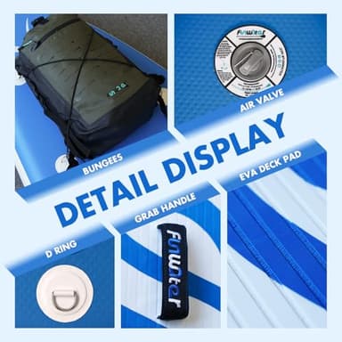 FunWater SUP Inflatable Stand Up Paddle Board 10'x31''x6'' Ultra-Light Inflatable Paddleboard with ISUP Accessories,Fins,Adjustable Paddle, Pump,Backpack, Leash - Image 3