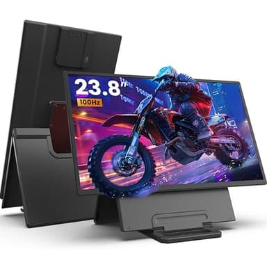 23.8" Portable Monitor, 1080p FHD 100HZ IPS Gaming Monitor, 90° Rotatable & Height-Adjustable Display, Built-in Speakers, VESA Mounting, External second monitor for Laptop, Mini PC, Switch, PS5 - Image 1