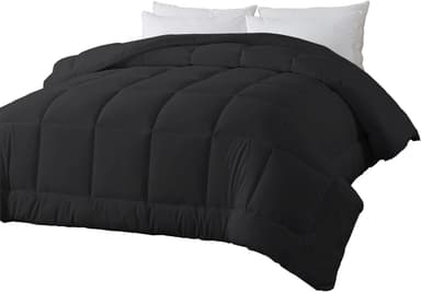 BedTreat Down Alternative Duvet Insert with Corner Tabs, All Season Quilted King Comforter Box-Stitched Black, Machine Washable Microfiber Bedding - Image 2