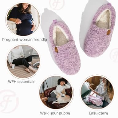 EverFoams Women’s Soft Curly Full Slippers Memory Foam Lightweight House Shoes Cozy Loafer with Polar Fleece Lining Purple,9-10 US - Image 5