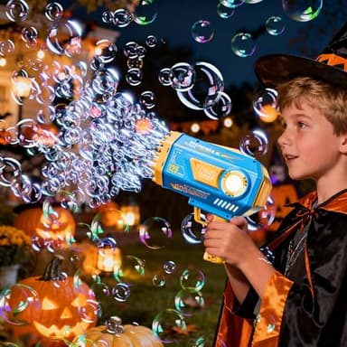 BOMOCO Bubble Gun,125 Holes Bubble Machine Bubbles for Kids Age 3-12,Bubble Blaster Gun with Bubble Solution Summer Outdoor Bubble Toys Birthday Wedding Halloween Party Favors Gifts Bubble Maker,Blue - Image 4