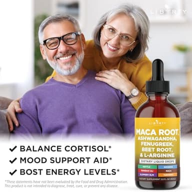 Liberty Lifestyle Organic Maca Root Liquid Drops with Ashwagandha, Nettle, Fenugreek, Beet Root and L-Arginine Liquid Multivitamin for Women and Men - 4oz - Image 5