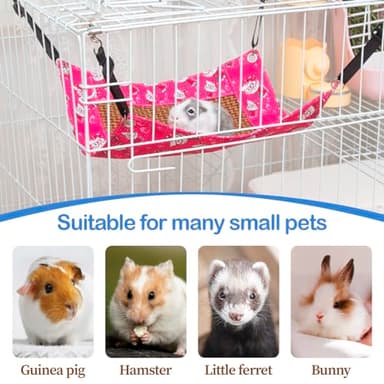 BESNEW Enlarged Guinea Pig Hammock with Summer Mat,Cooling Guinea Pig Cage Accessories Ferret Rat Waterproof Hanging Hammock for Small Animals Hiding Sleeping,Adjustable Length 13.8x13.8 in - Image 5