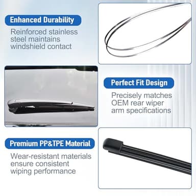Rear Windshield Wiper for Acura MDX 2014-2024, Streak-free OEM Back Wipers Blades, 14" Window Blade Replacement Assembly - Image 4
