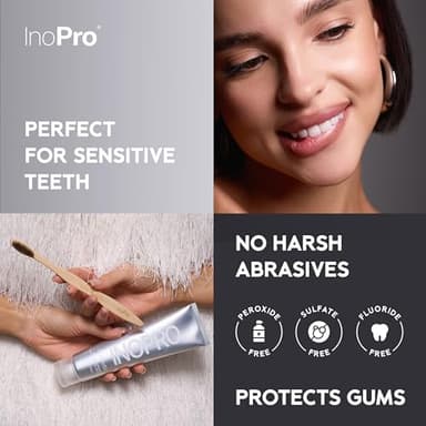 InoPro Natural Whitening Hydroxyapatite Toothpaste with Probiotic for Sensitive Teeth, Fluoride Free Enamel Repair Remineralizing Toothpaste, SLS Free, Baking Soda, Coconut Oil, 5oz - Image 2