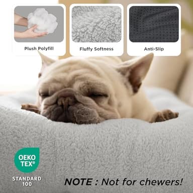 Bedsure Washable XL Dog Bed for Crate for Extra Large Dogs, Comfort Fluffy Plush Pet Pillow Bed Kennel Pad with Non-Slip Bottom, Machine Washable Pet Sleeping Mat, 41"x27", Gray - Image 3