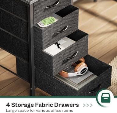 Huuger 47 Inch Computer Desk with Power Outlets and LED Lights, Gaming Desk with 4 Drawers, Office Desk with Monitor Stand, Study Desk Work Desk for Home Office, Small Spaces, Gray - Image 7