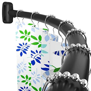 Tlooe Curved Shower Curtain Rod, 45-72 inches Adjustable Arched Shower Curtain Curved Rods, Rustproof Round Never Fall Design for Bathroom, Black, Need to Drill - Image 1
