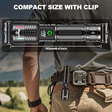 Esgreen Rechargeable Flashlights High Lumens 2000 Single 2 Modes, Super Bright LED Flashlight USB C Long Distance 3280ft, Powerful Long Lasting 10H Heavy Duty Strong Flash Light for Camping Hiking - Image 9