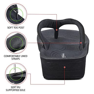 AEROTHOTIC Slip On Recovery Footwear Plantar Fasciitis Flip Flops for Women Yoga Mat Outdoor Walking Beach Ladies Arch Support Summer Thong Dressy Casual Sandals Pearly Black, Size 9 - Image 6