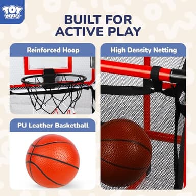 TOY Life Arcade Basketball Game Set Height Adjustable Easy Set Up with 4 Balls and Hoop Game for Kids 3 to 12 Years Old Indoor Outdoor Sport Play, Air Pump Included, Toys for Boys 5-7 Competition - Image 6