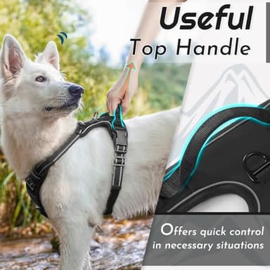 Eagloo Dog Harness for Large Dogs, No Pull Service Vest with Reflective Strips and Control Handle, Adjustable and Comfortable for Walking, No Choke Pet Harness with 2 Metal Rings, Black, L - Image 4
