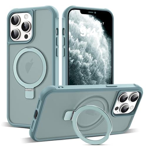 SKYLMW Compatible with iPhone 11 Pro Max Case with Invisible Magnetic O-Ring Stand Military-Grade Translucent Case for iPhone 11 ProMax 6.5" [Compatible with Mag-Safe][Great Grip Feeling], Blue - Image 1