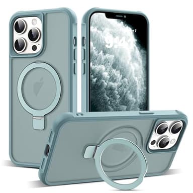 SKYLMW Compatible with iPhone 11 Pro Max Case with Invisible Magnetic O-Ring Stand Military-Grade Translucent Case for iPhone 11 ProMax 6.5" [Compatible with Mag-Safe][Great Grip Feeling], Blue - Image 1