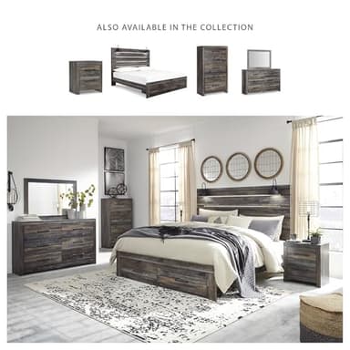 Signature Design by Ashley Drystan Rustic Industrial 2 Drawer Nightstand with 2 Slim-Profile USB Charging Stations, 24.37" Tall, Weatherworn Brown - Image 7