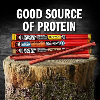 Jack Link's Meat Sticks Variety Pack, Original, Teriyaki, and Barbecue Pork - Protein Snack, Meat Snack Sticks Made with 100% Beef or Pork, Keto Friendly - 0.92 Oz. (20 Count) - Image 4