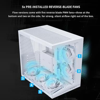 LIAN LI O11D MINI V2 Flow | Compact ATX Mid-Tower Airflow Computer Case | Panoramic View | High-Performance Airflow | Includes 5 x 120mm Reverse Blade Fans | Cable Management | White (O11DMIV2FW) - Image 4