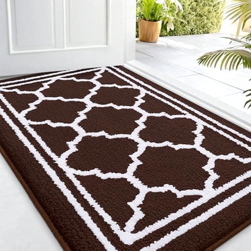 Buganda Indoor Door Mat, Dirt-Resistant and Absorbent Doormat, Anti-Slip, Low Profile Floor Mats for Inside Entryway, Front, and Back Door Entrance (32x20 Inches, Dark Brown) - Image 1