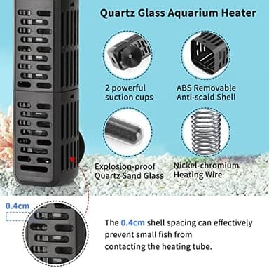HiTauing Aquarium Heater, 50W/100W/200W/300W/500W Submersible Fish Tank Heater with Over-Temperature Protection and Automatic Power-Off When Leaving Water for Saltwater and Freshwater - Image 5