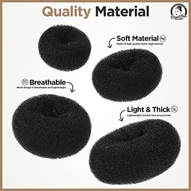 Teenitor Hair Donut, Hair Bun Maker, Black（Extra-large, Large, Medium and Small） - Image 3