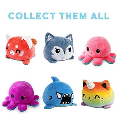TeeTurtle - The Original Reversible Octopus Plushie - Pink + Aqua - Cute Sensory Fidget Stuffed Animals That Show Your Mood, 4 inch - Image 3