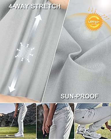 33,000ft Men's Golf Pants Slim Fit with 5 Pockets Stretch Quick Dry Lightweight UPF 50+ Work Dress Pants Sliver Grey - Image 3