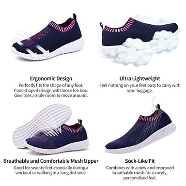 TIOSEBON Women's Athletic Walking Shoes Casual Mesh-Comfortable Soft Light Weight Work Sneakers 10 US Navy - Image 5