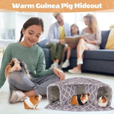 Unicorn Catcher Guinea Pig Hideout Large Bed Cozy House Warm Tunnel Washable Accessories for Small Pet Hamster/Chinchilla/Bunny, Grey - Image 6