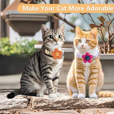 Cat Collar, HANSHILAI Kitten Collar with Bells, Cute Cat Collar Breakaway for Girl Boy with Flower,Collar para Gatos (2 Pack) (Flower Yellow & Purple) - Image 7