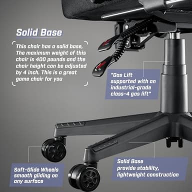 LEMBERI Gaming Chairs for Adults,Ergonomic Video Game Chairs with footrest,Big and Tall Gaming Chair 400lb Weight Capacity, Racing Style Gaming Computer Gamer Chair with Headrest and Lumbar Support - Image 6