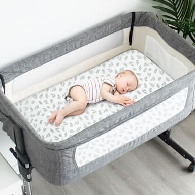 Baby Bassinet Sheets 4 Pack Fit for Airclub, Mika Micky Bedside Sleeper, Newton, Ezebaby, Besrey and Bellababy Bassinet, Ultra Soft & Skin-Friendly, Green - Image 4