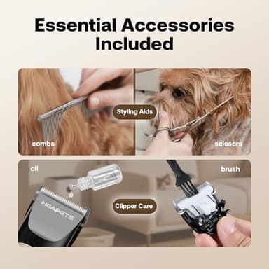 HEAPETS Dog Hair Clippers for Grooming Kit and Dog Paw Trimmer Nail Grinder for Grooming, Low Noise Rechargeable Cordless, Shaver Grooming Supplies for Pet Cats Dogs (Black, White) - Image 8