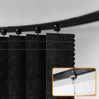 JILRON Accordion-Style Room Divider with Ceiling Track - Foldable Partition Curtain, Easy Installation(Black 180" W x 84" L-Pack of 1) - Image 4