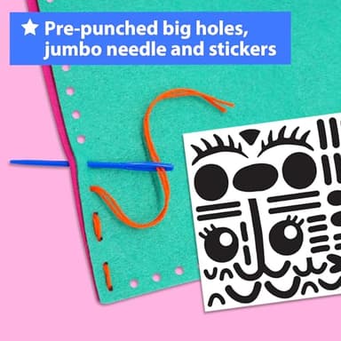 KRAFUN My First Sewing Kit for Beginner Kids Arts & Crafts, 7 Easy DIY Projects of Stuffed Animal Dolls and Plush Pillow Craft, Instructions & Felt, Gift for Girls, Boys, Learn to Sew, Embroidery - Image 5