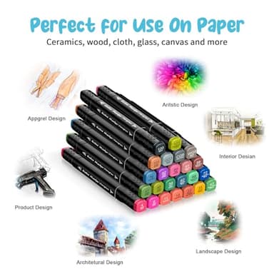 hangfan 24 Colors Alcohol Markers,Pens for Adult Coloring Oily,Permanent Marker Set Perfect for Beginner,Dual Tip Art Markers,Drawing Markers, Card Making and Kids Sketching Illustration - Image 6