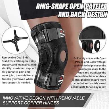 NEENCA Professional Knee Brace for Knee Pain, Adjustable Hinged Knee Support with Removable Side Stabilizers, Strong Stability for Joint Pain Relief, Arthritis, Meniscus Tear, ACL, PCL, Runner, Sports - Image 6