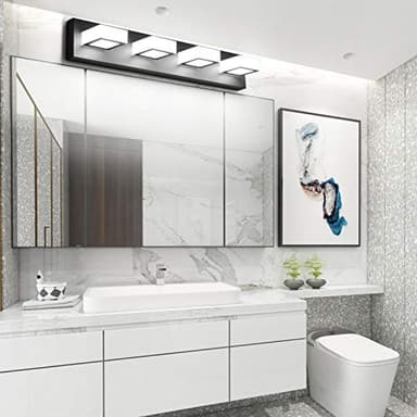 Ralbay LED Black 4 Lights Acrylic Lighting Fixtures Modern Matte Black Bathroom Vanity Lights - Image 4