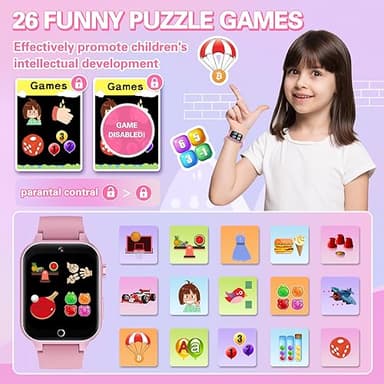 Kids Smart Watch Girls Gift for Girl Aged 6-12, HD TouchScreen Kids Watch with 26 Games Video Camera Music Pedometer Audiostory Learn Card Educational Toys Birthday Gifts for Girls Ages 5 6 7 8 9 - Image 5