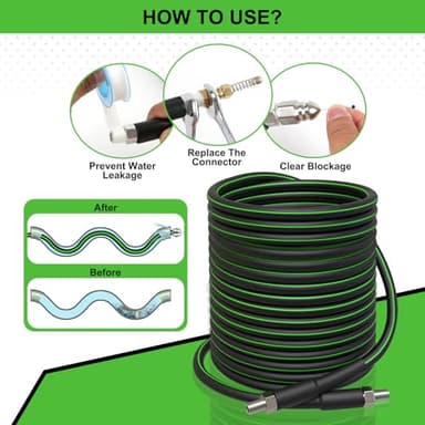 Sewer Jetter Kit for Pressure Washer 100 FT, 5800 PSI Pressure Drain Cleaner Hose for 1/4 Inch NPT Corner, Pressure Washer Cleaning Kit with 5 Pcs Sewer Jetting Nozzle, Pearl Corsage Pin (Black) - Image 4